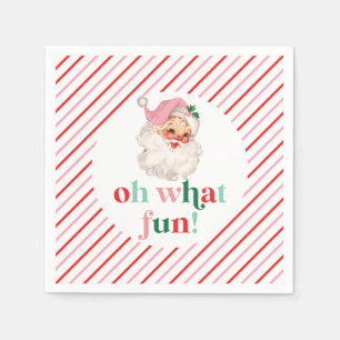 Retro Rosa Weihnachtsmann Oh Was Für Ein Spaß Serviette
