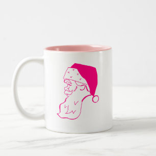 Retro Rosa Weihnachtsmann Zweifarbige Tasse