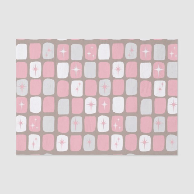 Retro-rosafarbene Sternexplosionen Tissue Paper Seidenpapier (Vorderseite)
