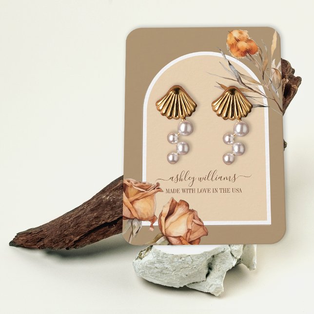 Retro-Rose für Skriptanweisungen Visitenkarte (Retro Arch Script Rose Earring Display Business Card)