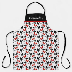 Retro Rose Hüfte rot und schwarz Schürze