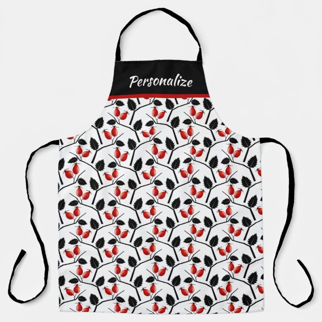 Retro Rose Hüfte rot und schwarz Schürze (Vorderseite)