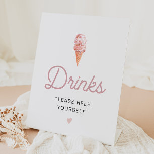 Retro Rosé Pink Eiscreme-Getränkebar Sockelschild