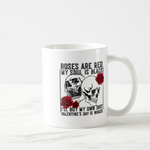 Retro Rose sind rot Mein Soul ist schwarz Skelett Kaffeetasse