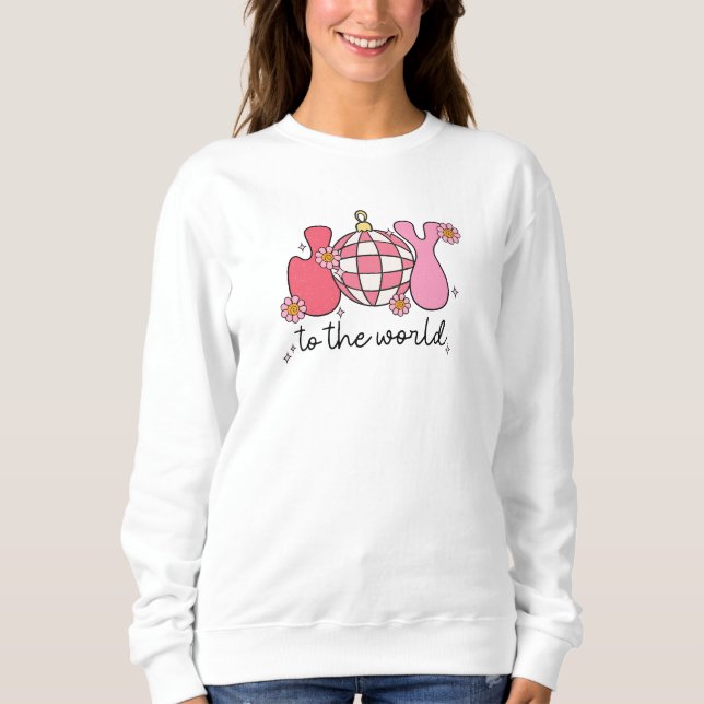 Retro rose Sweatshirt de Noël Joie au monde (Devant)