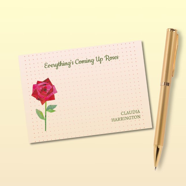 Retro Rosen Pink Peach Motivierend Zuhause Office Post-it Klebezettel (These notes pair a bold red rose, vintage-inspired, with cute stylish retro typography.)