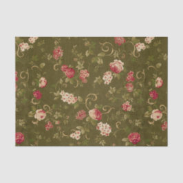 Retro Rosen- u. Olivenmuster Seidenpapier
