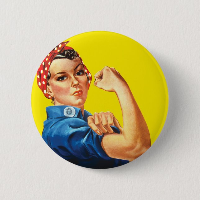Retro Rosie the Riveter Feminist - wir können es t Button (Vorderseite)