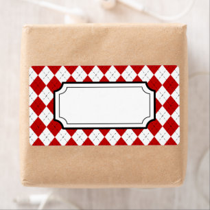 Retro-Rot-Argyle-Drucketiketten