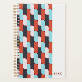 Retro Rot Blau Geometrisches Muster Planer