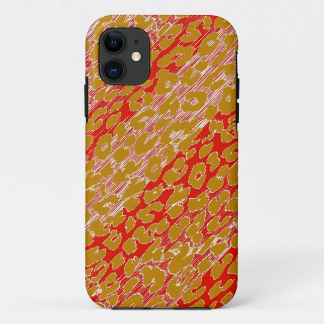 Retro Rot-Gelb-Rosa-Leopard-Printhaut Case-Mate iPhone Hülle (Rückseite)