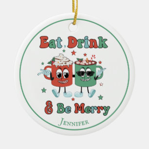 Retro Rot Grün Cartoon Tanzend Keramik Ornament
