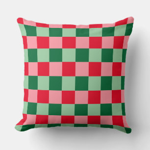 Retro Rot Grün Pink Tartan Karo Weihnachten Kissen