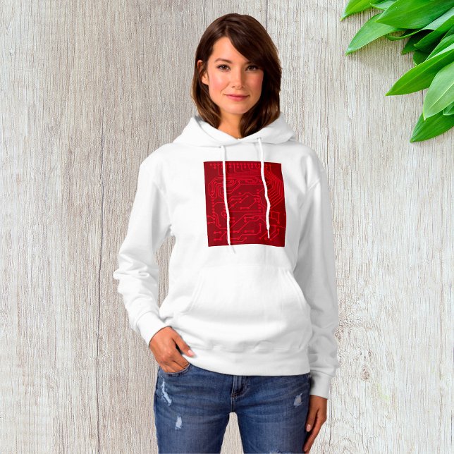 Retro-Rot-Leiterplatte-Tech-Muster Hoodie (Von Creator hochgeladen)