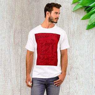Retro-Rot-Leiterplatte-Tech-Muster T-Shirt