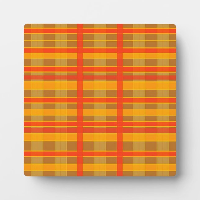 Retro-Rot-Orange-Karomuster Fotoplatte (Vorderseite)