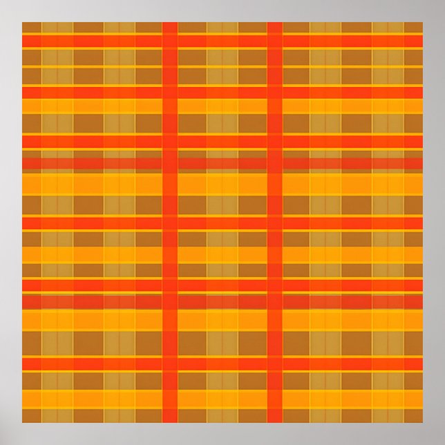 Retro-Rot-Orange-Karomuster Poster (Vorne)