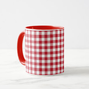 Retro-Rot-Picknick-Karo-Bauernhaus-Design Tasse