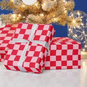 Retro-Rot-Pink-Tartan-Karo-Weihnachten Geschenkpapier