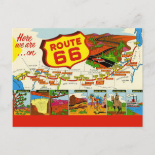 Retro-Rot Route 66 Postkarte