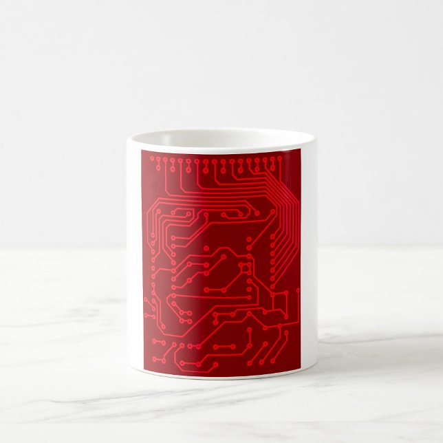Retro-Rot-Schaltkreisplatinen-Tech-Muster Kaffeetasse (Von Creator hochgeladen)
