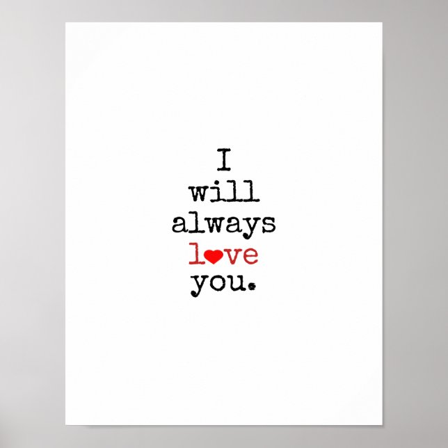 Retro Rot/Schwarz Ich werde immer LIEBE, die Sie z Poster (Vorne)