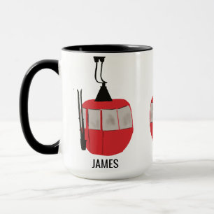 Retro Rot Skilift Gondelbahn Personalisiert Tasse