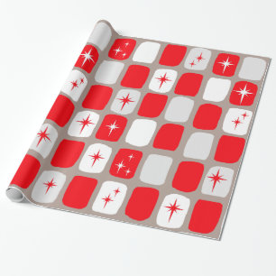 Retro-Rot-Sternen-Wrap-Papier (großes Muster) Geschenkpapier