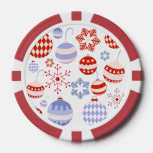 Retro Rot und Blau Weihnachtsschmuck Pokerchips