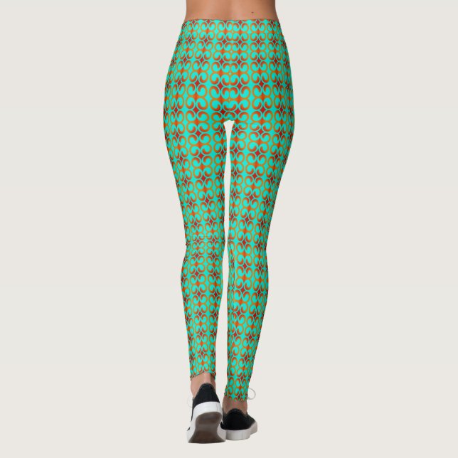 Retro Rot und Grün Muster Leggings (Rückseite)