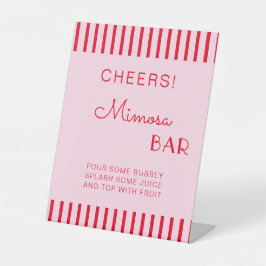 Retro Rot und Rosa Streifen Mimosa Bar Bachelorett Sockelschild