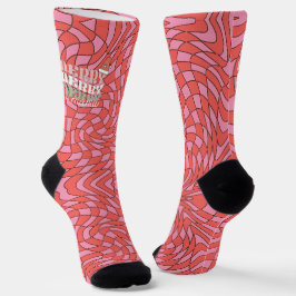 Retro Rot und Rosa Swirl | Merry Mama Christmas Socken