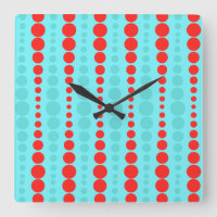 Retro Rot-und Türkis-Punkt-Acryl-Wanduhr
