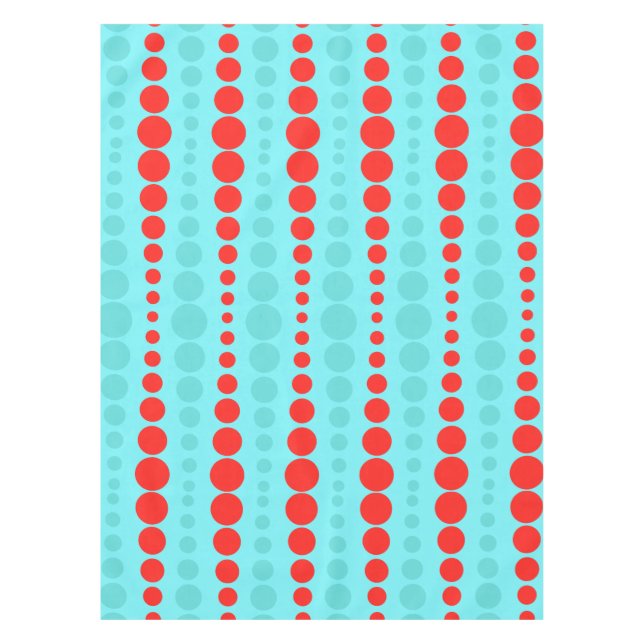 Retro Rot-und Türkis-Punkt-Tischdecke Tischdecke (Vorderseite)