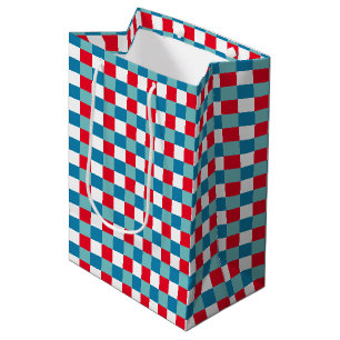 Retro Rot Weiß Blau Tartan Karo 4. Juli Mittlere Geschenktüte