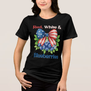 Retro Rot, Weiß und Blaubeeren Patriot USA-Flagge Tri-Blend Shirt