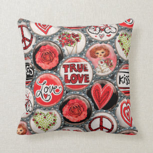 Retro Rote Flora Ein perfektes Wochenende in Love Kissen
