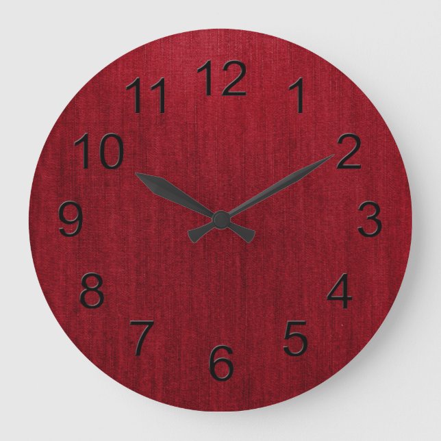 Retro rote Jeans-Denim-Beschaffenheit Große Wanduhr (Vorderseite)