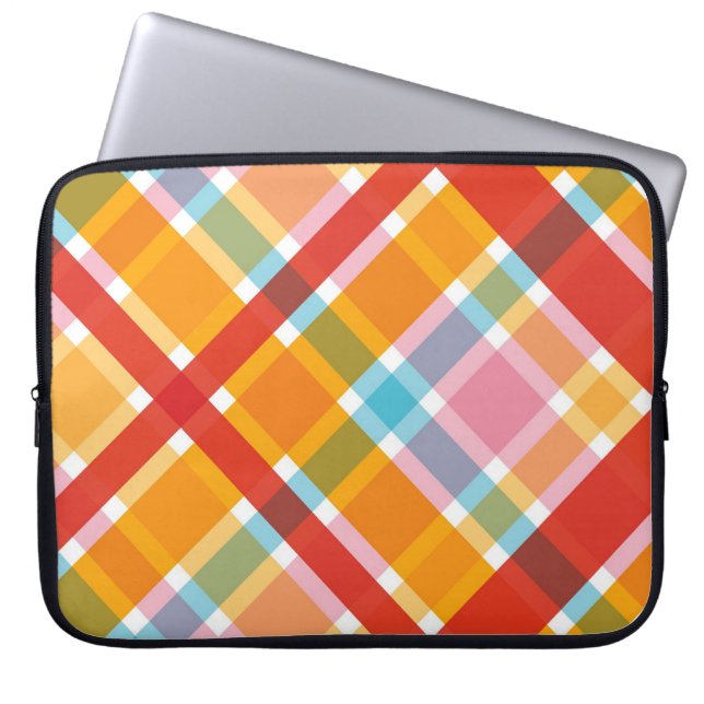 Retro Rote Karierte Karos Muster Chic Laptop-Sieb Laptopschutzhülle (Vorderseite)