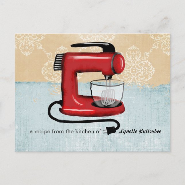 Retro rote Mixer-Rezepturkarten Postkarte (Vorderseite)