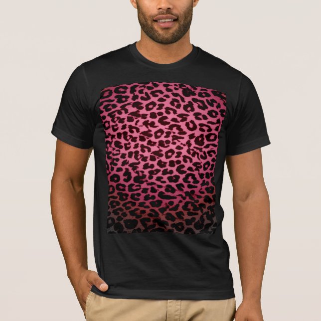 Retro-rote Muster Leoparden Pelzstruktur T-Shirt (Vorderseite)