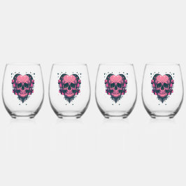 Retro-Rote Rose Weinglas Ohne Stiel