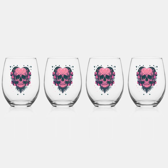 Retro-Rote Rose Weinglas Ohne Stiel (Vorderseite)
