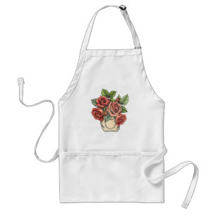 Retro-Rote Rosen in der Tasche Schürze