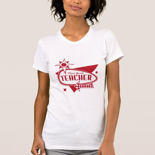 Retro rote Sechzigerjahre des dritten Grad-Lehrers T-Shirt (Vorderseite)