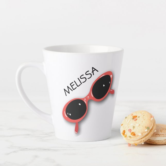 Retro Rote Sonnenbrille PERSONALISIERT Milchtasse (Beispiel)