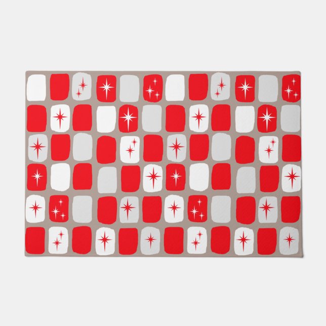 Retro rote Sternexplosion-Tür-Matte Fußmatte (Vorderseite)