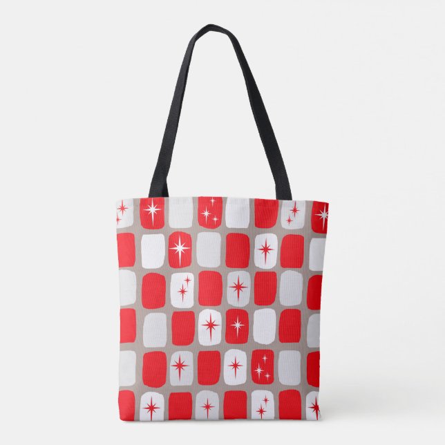 Retro Rote Sternexplosionen Umverpackte Drucktasch Tasche (Rückseite)