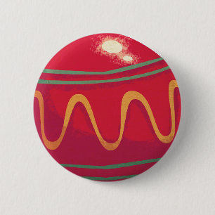 Retro Rote und grüne Weihnachtsschmuck Button
