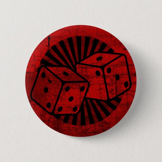 Retro rote Würfel Button (Vorderseite)